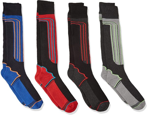 FM London Thermal Ski Socks Multipack Chaussettes Montantes, Multicolore (Assorti), (Lot de 4) Homme EU 39-45