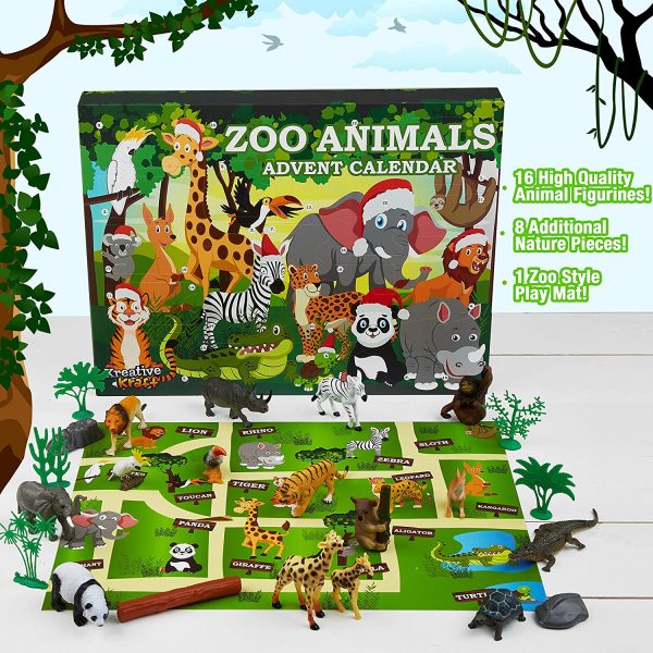 KreativeKraft Calendrier De L'avent Enfant avec Animaux du Zoo, Calendriers De Noël pour Enfants Garçon Ou Fille avec 24 Jouets À Découvrir – Image 3