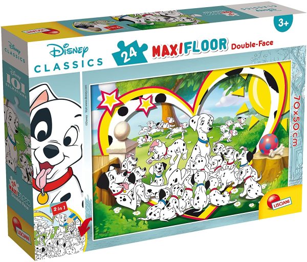 Lisciani, Maxi Puzzle pour enfants à partir de 3 ans, 24 pièces, 2 en 1 Double Face Recto / Verso avec le dos à colorier - Disney 101 Dalmatiens 86641 – Image 3