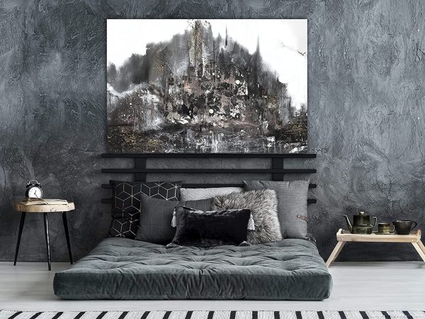 murando Impression sur toile intissee Abstrait 60x40 cm tableau tableaux decoration murale photo image artistique photographie graphique 1 piece Cathédrale Imeuble Ville comme peint gris a-A-0893-b-a – Image 7