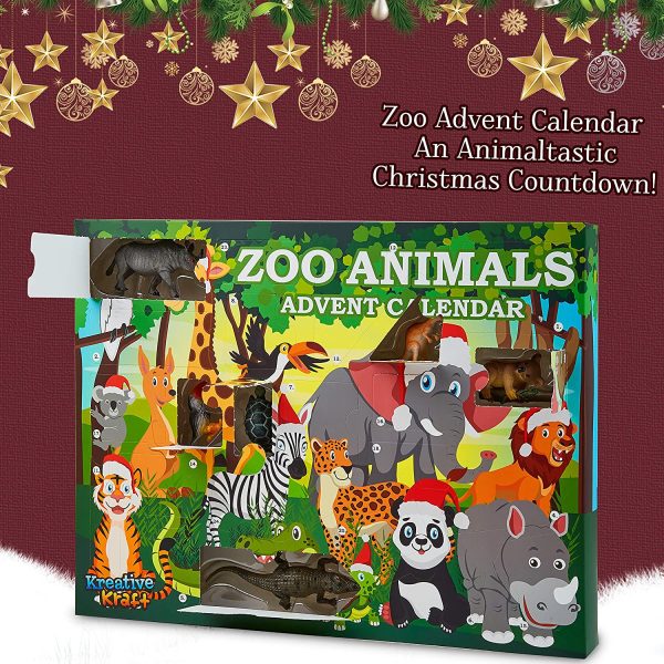 KreativeKraft Calendrier De L'avent Enfant avec Animaux du Zoo, Calendriers De Noël pour Enfants Garçon Ou Fille avec 24 Jouets À Découvrir – Image 7