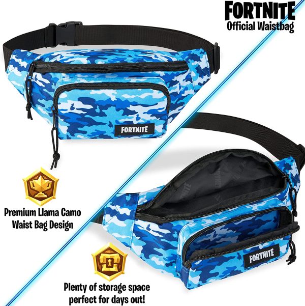 Fortnite Sac Banane Enfant, Petite Sacoche Enfant Garcon, Pochette Ceinture pour Sport, Vélo, Randonnée Et Voyage, Idée Cadeau Anniversaire Fortnite Enfants Et Ado (Camo Bleu) – Image 3