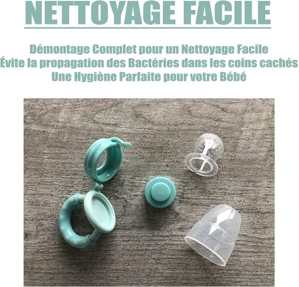 BEBI BORN Tetine Grignoteuse Bebe, Grignoteuse Bébé + 3 Tailles de Tétines silicone sans BPA pour enfants de 3 à 24 mois, Diversification Alimentaire Bébé, Anneau de Dentition (Boite Rangement inclus)