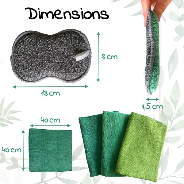 Lot 6 éponges lavables en Microfibres antibactériennes + 3 Chiffons Microfibre réutilisable Offerts! Tampons à récurer la Vaisselle, poeles, poelons, Pots sans Rayures. Eponge Lavable réduire dechets – Image 7