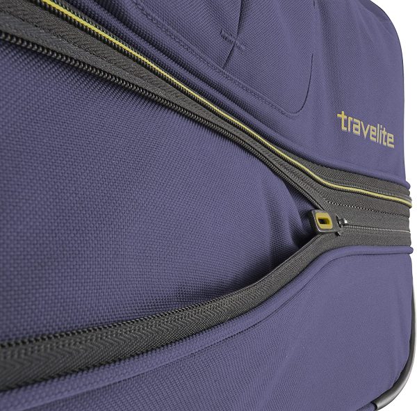 travelite valise trolley à 2 roulettes taille L avec pli d'extension, série de bagages BASICS : sac de voyage à roulettes avec volume supplémentaire, 70 cm, 98 litres (extensible à 119 litres), bleu – Image 4