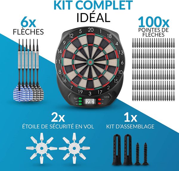 DartPro Jeu de fléchettes électronique - Cible avec 6 fléchettes[utilisable sans fil] - Jeu de fléchettes avec 65 variantes [1 à 8 joueurs] – Image 6