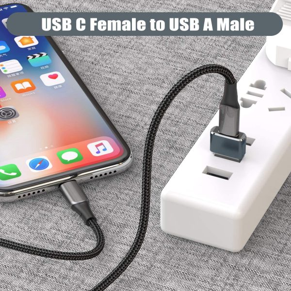 Adaptateur USB C Femelle vers USB Mâle 3-Pack,Adaptateur Câble Chargeur Type C vers USB A pour iPhone 11 12 13 Pro Max Mini,Airpods 3 iPad 9 Air 4 6,Samsung Galaxy Note 10 20 S20 Plus S21 S22 A71 72 – Image 4