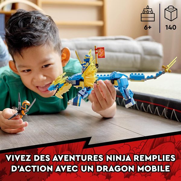 LEGO 71760 Ninjago L’Évolution Dragon du Tonnerre De Jay, Jouet pour Enfants dès 6 Ans, Set avec Figurine de Serpent avec bannière de Mission Speed à Collectionner