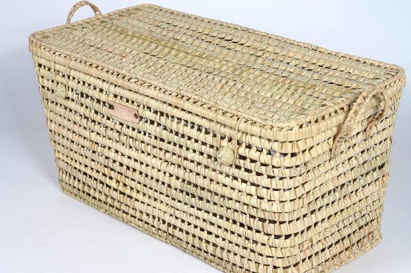 Coffre de rangement en palmier tressé, malle à jouets, coffre à jouet tressé, malle de rangement en osier, panier à jouet en rotin – Image 3