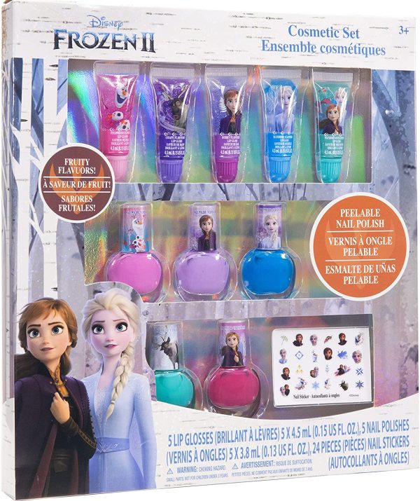 Disney Frozen - Townley Girl Ensemble de maquillage cosmétique pour les filles avec des autocollants pour vernis à ongles brillant à lèvres - 11 pièces | Cadeau d'anniversaire pour les filles 3 ans+ – Image 7