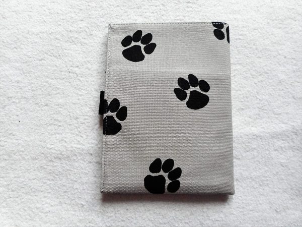 Etui Passeport pour Animaux de Compagnie Protège Carnet de Santé Chat Chien Nac Nom Brodé Empreintes de Pattes Noires Gris – Image 3