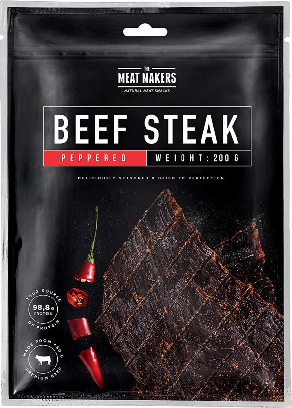 The Meat Makers | BIG PACK Spicy Peppered Dried Beef Jerky Steak (200g) - Viande Séchée de Boeuf – Image 7