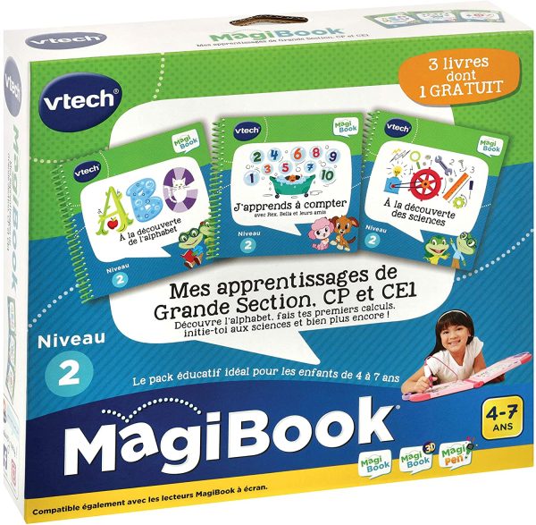 VTech - Livre MagiBook - Mes apprentissages de Grande Section, CP & CE1 - Pack de 3 livres, livres éducatifs ??Version FR – Image 2