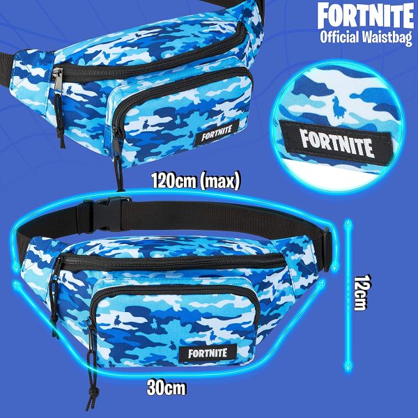 Fortnite Sac Banane Enfant, Petite Sacoche Enfant Garcon, Pochette Ceinture pour Sport, Vélo, Randonnée Et Voyage, Idée Cadeau Anniversaire Fortnite Enfants Et Ado (Camo Bleu) – Image 5