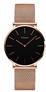 Kubagom Très Mince Montre pour Femme Quartz Analogique Étanche Acier Inoxydable