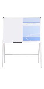 VIZ-PRO Tableau blanc magnétique avec support en H et chevalet effaçable à sec, 120 x 90 cm