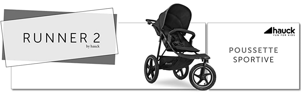 Hauck runner 2 poussette sportive à 3 roues tout terrain pour enfants jusqu'à 25 kg grand panier