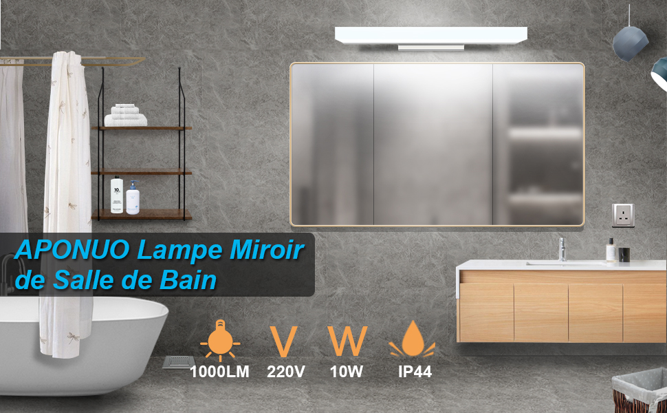 APONUO LED Miroir Lumière Salle De Bains