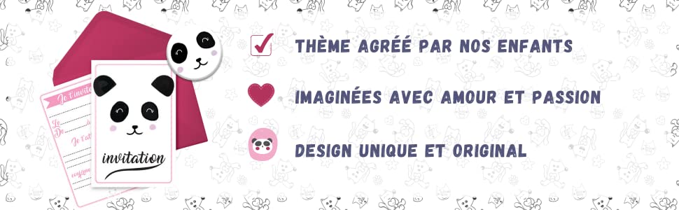 Des super invitations anniversaire sur le thème des pandas