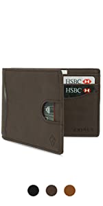 DELTA Brown Bifold Rfid Wallet Protector Cadeaux pour hommes