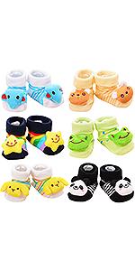 Adorel Chaussons Chaussettes Antidérapantes Bébé Garçon Lot de 6