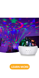 Veilleuse Etoile Projection Rotation Lampe Projecteur Led Enfant et 8 Couleurs Lampe Projection