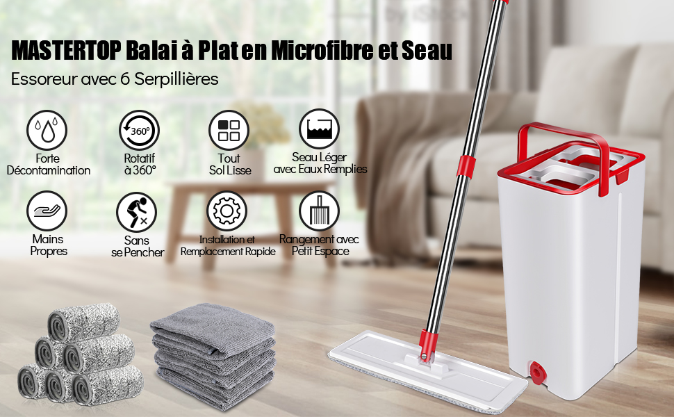 balai plat microfibre et seau essoreur