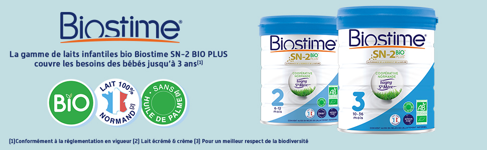 Biostime SN-2 Bio Plus, bio, sans huile de palme, lait infantile 100% normand