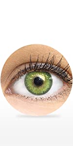 Lentilles de contact premium de couleur verte. Lentilles mensuelles naturelles.