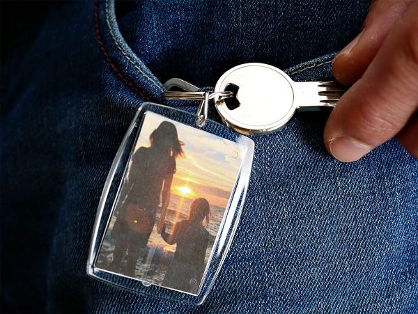 Porte-clefs photo (50 x 35 mm, 10 pièces) en plexiglas transparent pour photo d’identité, image, badge – Image 5