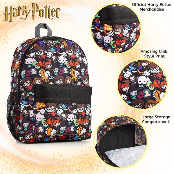 HARRY POTTER Sac A Dos Fille, Garcon Style Chibi Avec Harry, Hermione, Ron, Cartable Scolaire Grande Capacité Pour Ecole Primaire, Collège, Voyage, Idée Cadeau Anniversaire Garcons Filles Ados