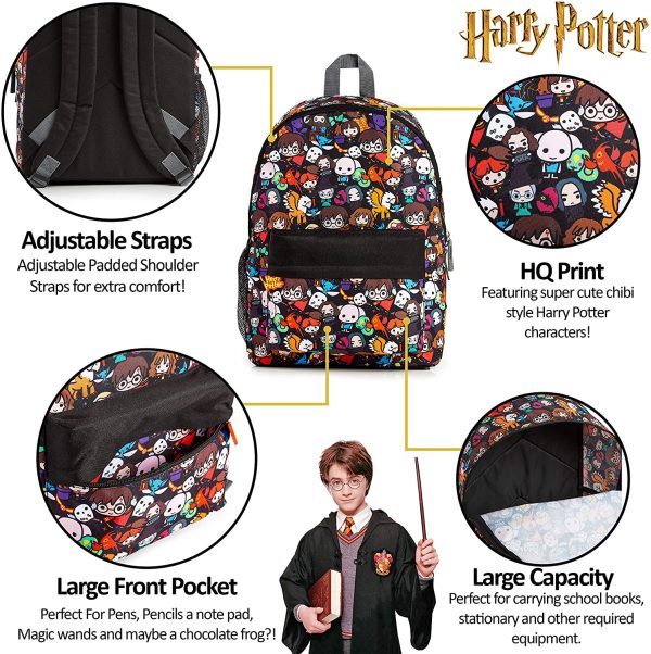 HARRY POTTER Sac A Dos Fille, Garcon Style Chibi Avec Harry, Hermione, Ron, Cartable Scolaire Grande Capacité Pour Ecole Primaire, Collège, Voyage, Idée Cadeau Anniversaire Garcons Filles Ados – Image 7