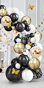 Black White Gold Balloon Arch Kit