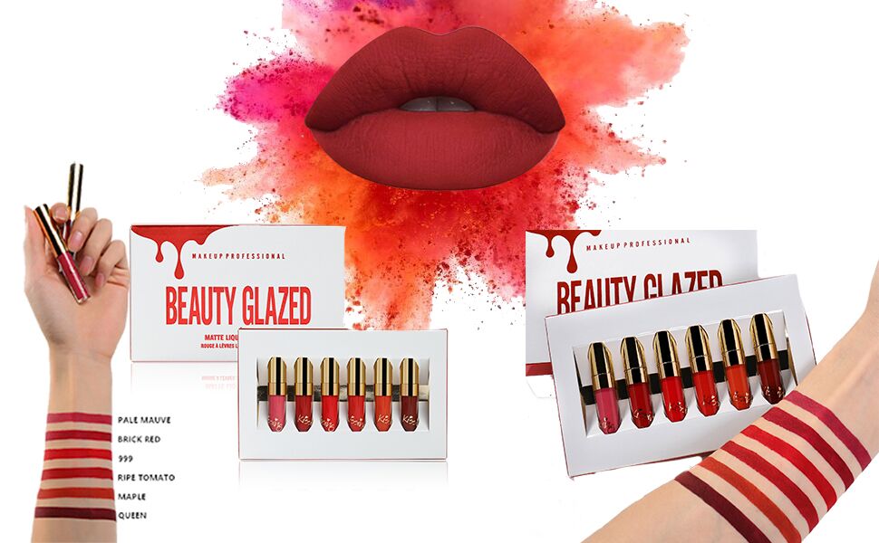 Beauty Glazed Rouge à lèvres liquide mat set 6 couleurs