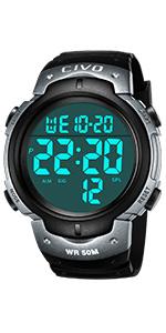 Montre Homme Digitale 50M Etanche Grand Cadran Montre Militaire Outdoor