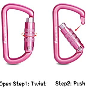 twist lock carabiner pink