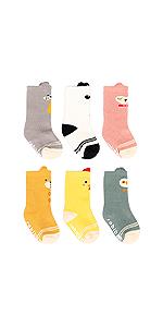 Adorel Chaussettes Anti-dérapantes Longues Bébé Lot de 6