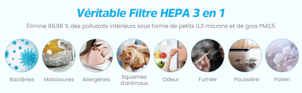 Véritable Filtre HEPA 3 en 1