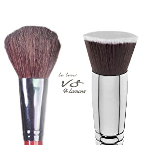 lamora, beauté, maquillage, brosse, kabuki, plat, fondation, cache-cernes, luxe, doux, dense, noir