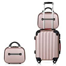 valises 4 roulettes rose doré rose gold lot de 4 valises valises et vanity trousse de toilette plage