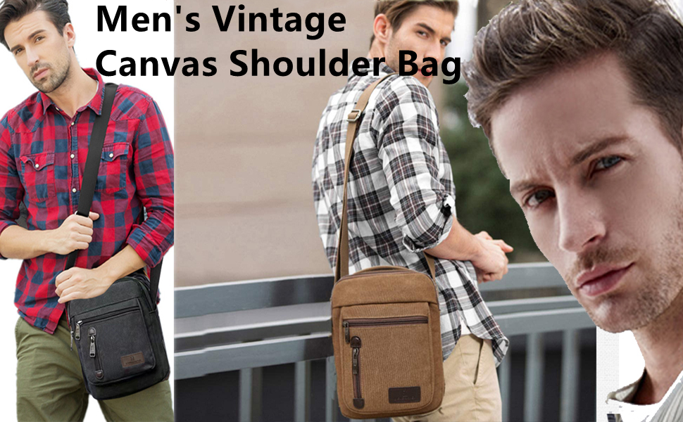 Sac à bandoulière vintage en toile pour homme