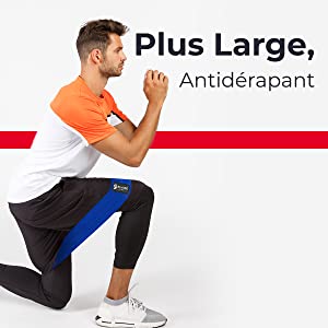 Glute resistance bands being used by man doing lunge