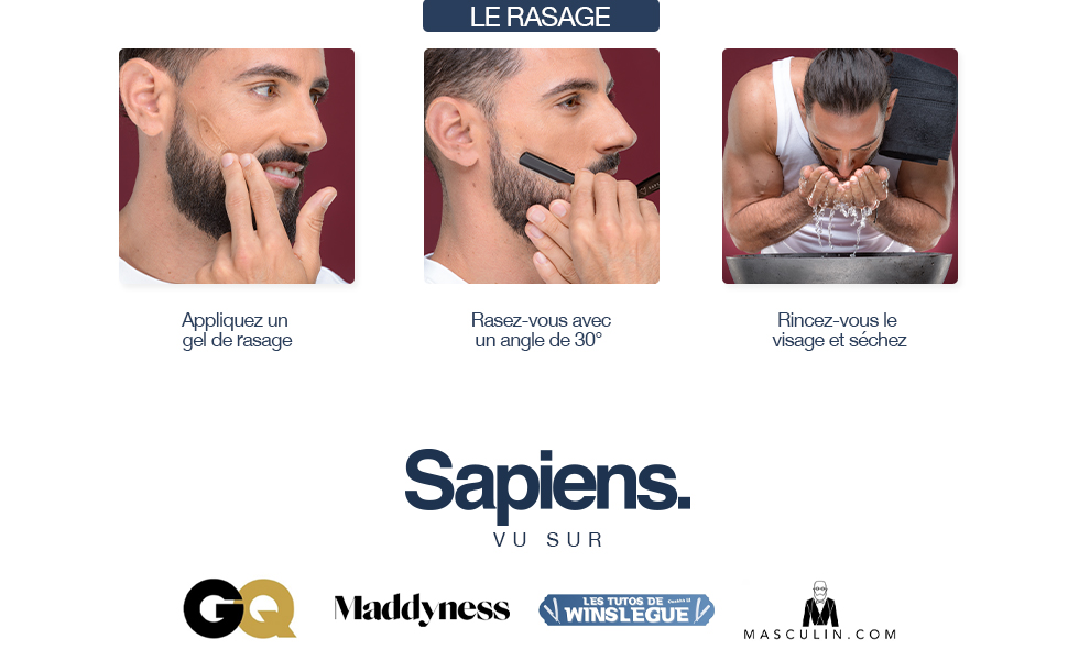 comment se raser au rasoir de barbier sapiens etape par etape