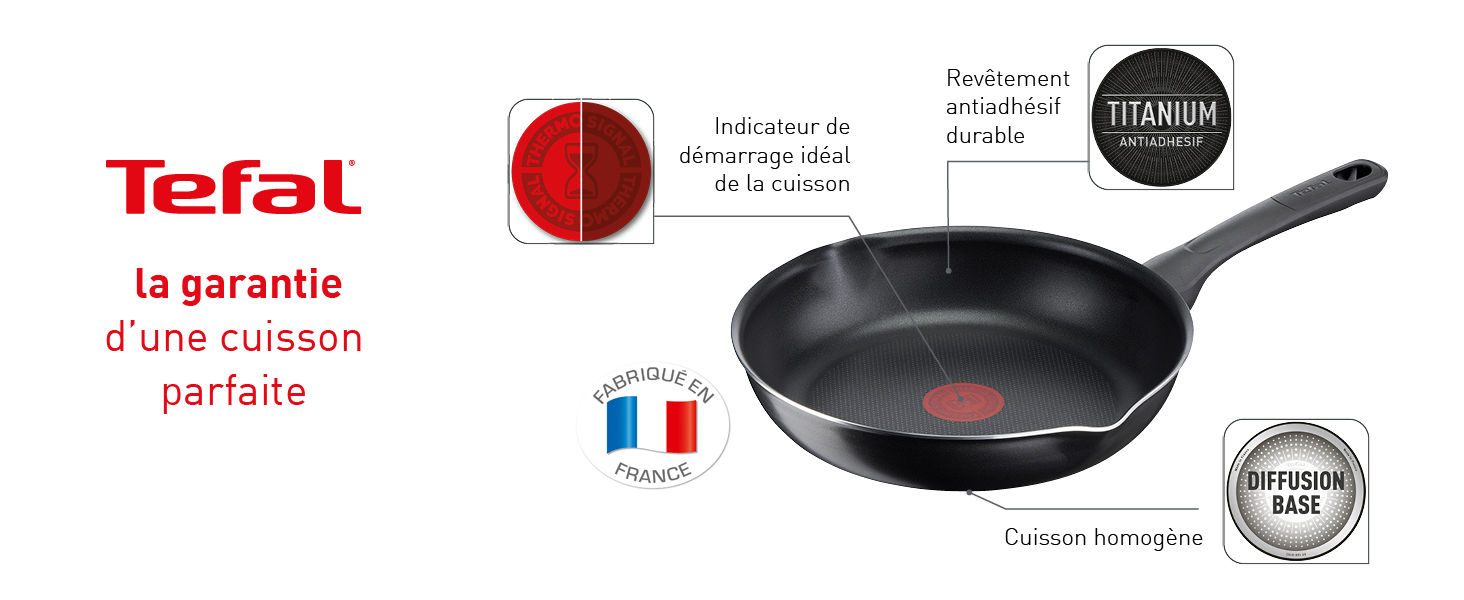 Tefal, l'assurance d'une cuisson parfaite grâce au thermospot, son revêtement antiadhésif durable