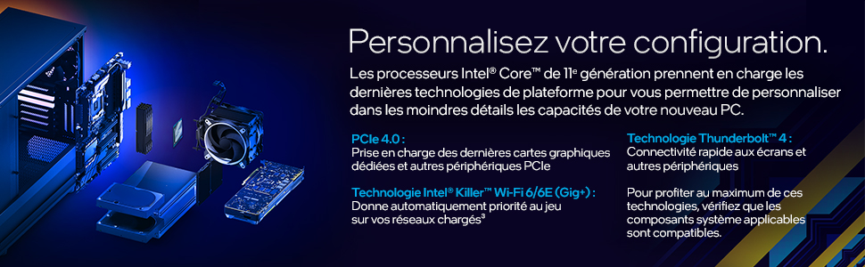 Processeur Intel Core i7-11700K de 11 génération pour PC de bureau