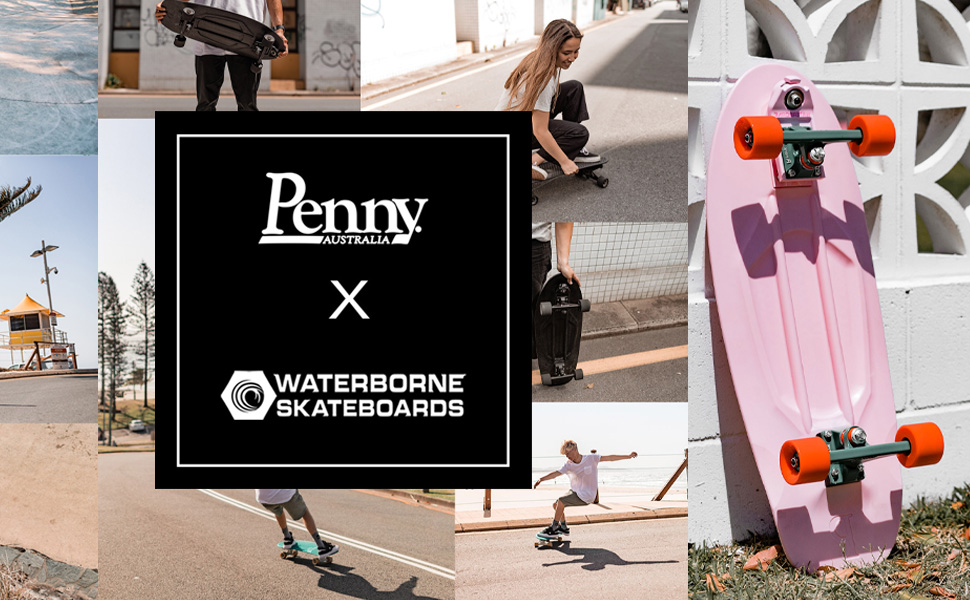 waterborne skateboards logo banner penny australia skate surf adapter rail adapter carbon complete