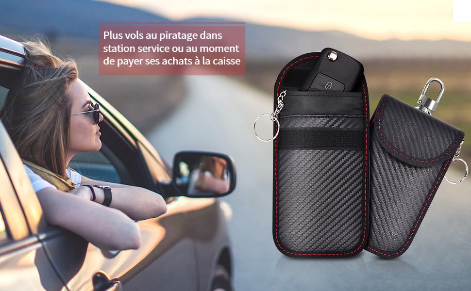 étui pochette anti blocage bloque bloqueur rfid signal onde clé clef élécommande clé voiture 