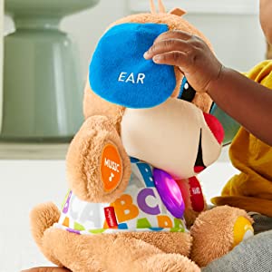 Fisher-Price Puppy Eveil Progressif jouet bébé, peluche interactive, plus de 50 chansons