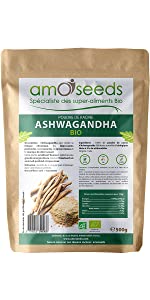 amOseeds Spécialiste des Super-Aliments Bio Ashwagandha en poudre Bio