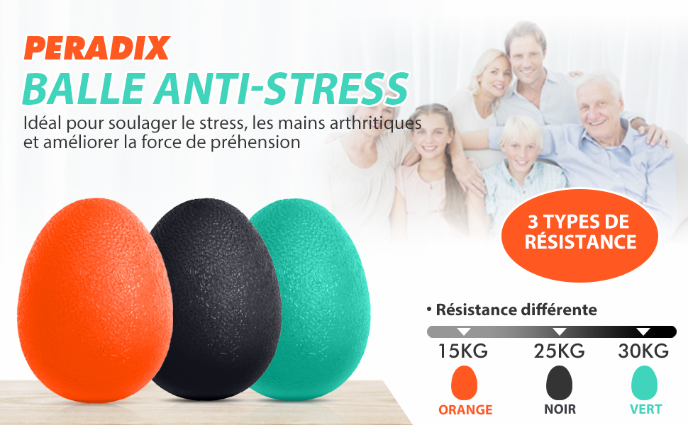 Peradix lot de 3 balle anti stress